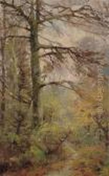 Wooded Landscape Oil Painting by Joseph Caron