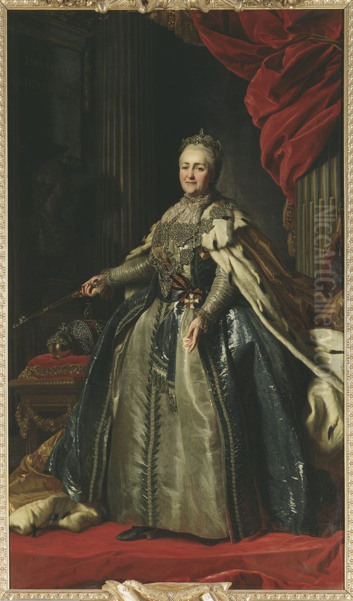 Katarina II, 1729-1796, kejsarinna av Ryssland prinsessa av Anhalt-Zerbst Oil Painting by Alexander Roslin