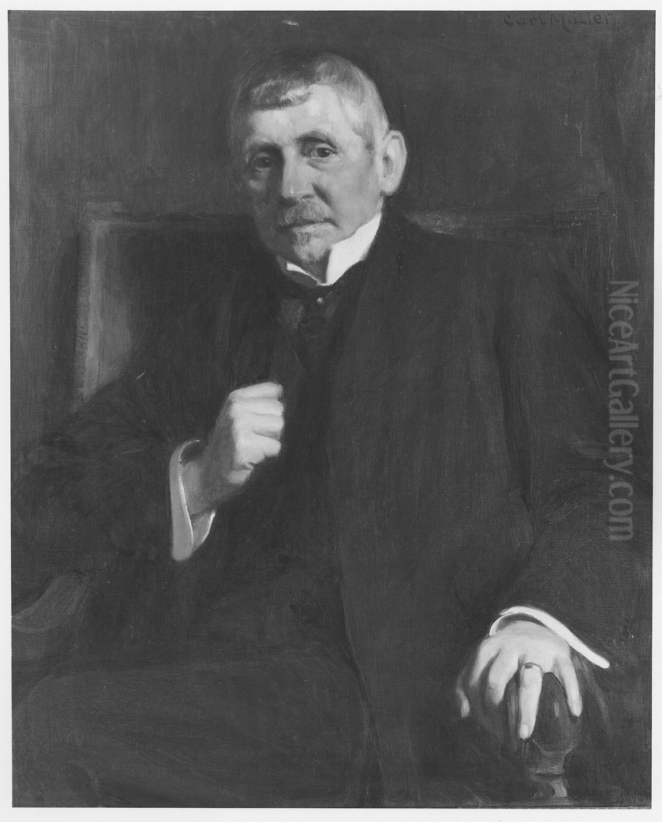 Carl Moller, 1857-1933, overintendent, generaldirektor, arkitekt Oil Painting by Oscar Bjorck