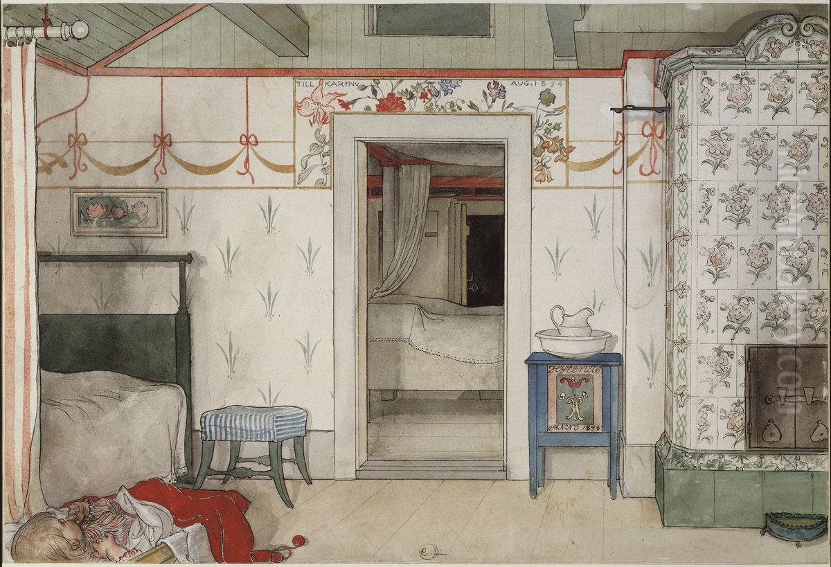 Brita's Forty Winks. From A Home (26 watercolours) Oil Painting by Carl Larsson