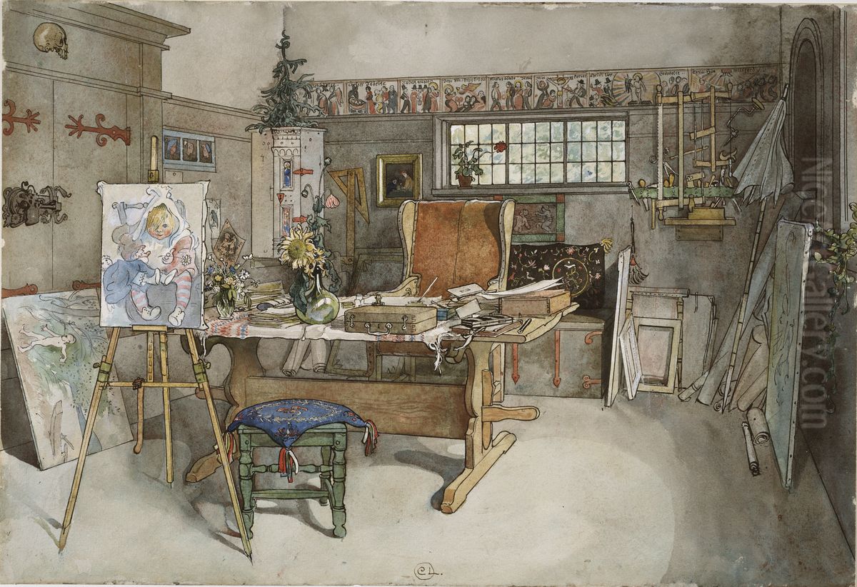Ateljen. Ur Ett hem (26 akvareller) Oil Painting by Carl Larsson
