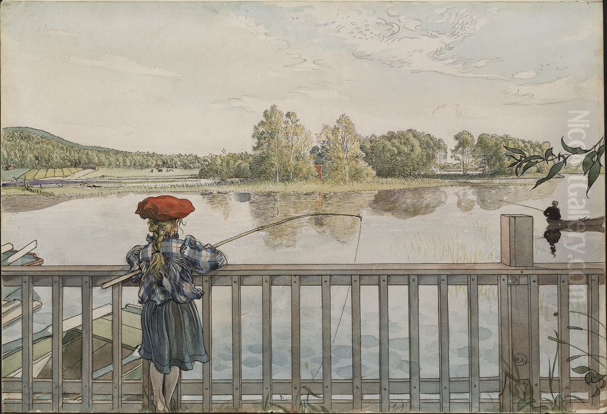 Lisbeth Angling. From A Home (26 watercolours) Oil Painting by Carl Larsson
