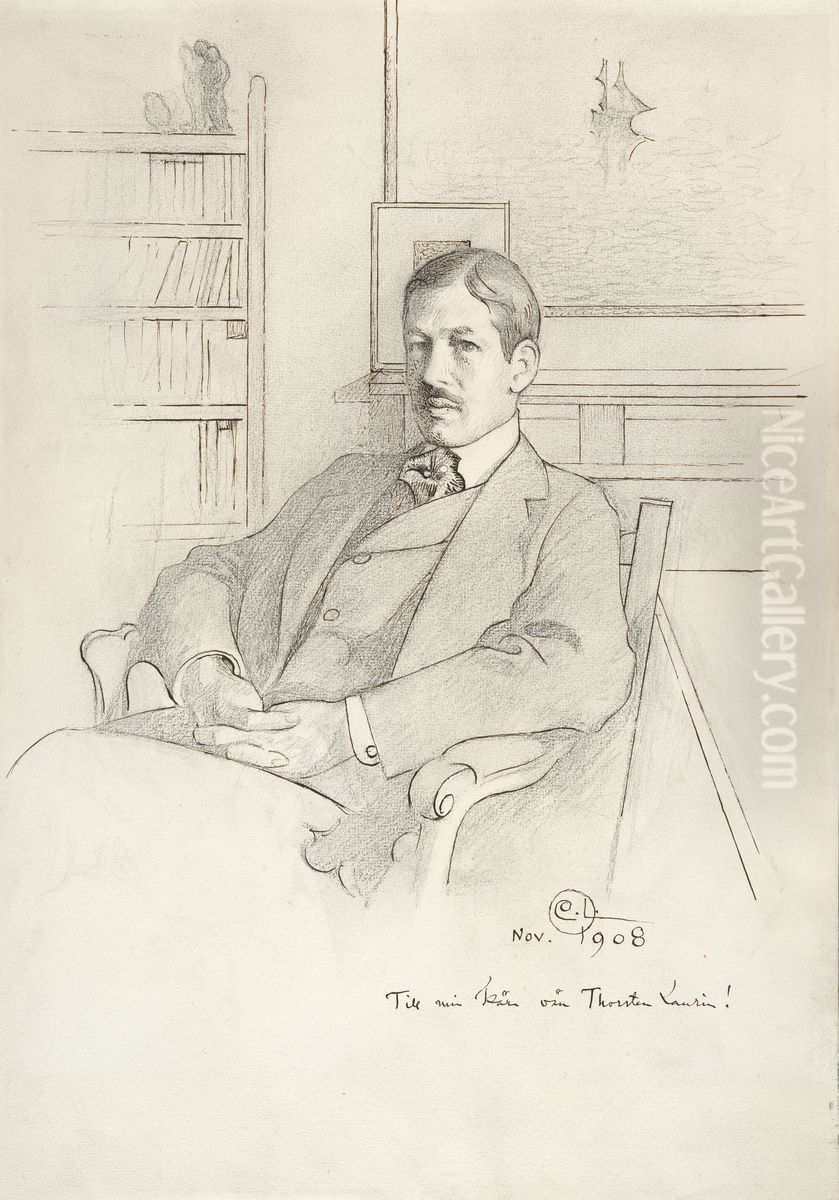 Portratt av Thorsten Laurin Oil Painting by Carl Larsson