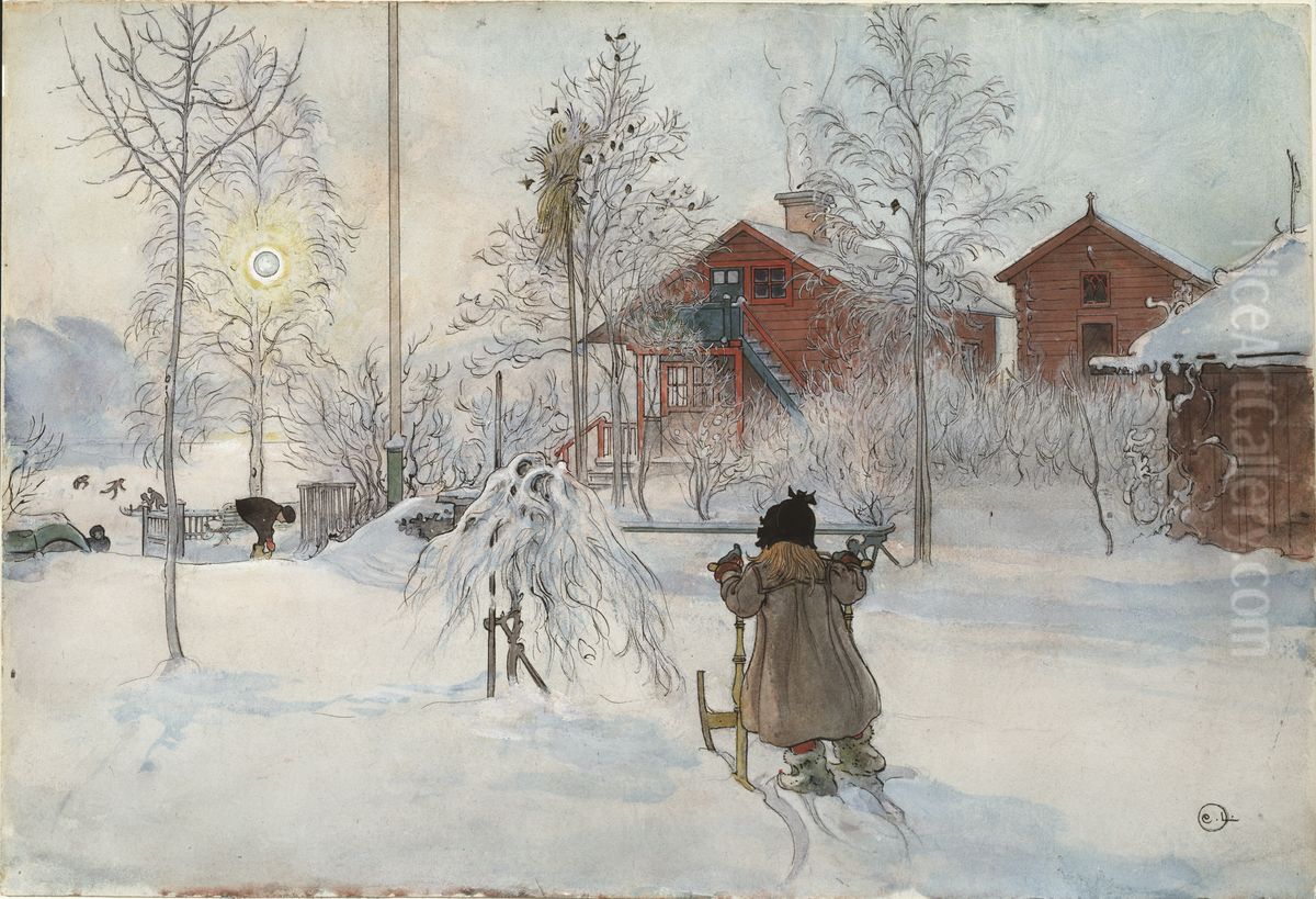Garden och brygghuset. Ur Ett Hem (26 akvareller) Oil Painting by Carl Larsson