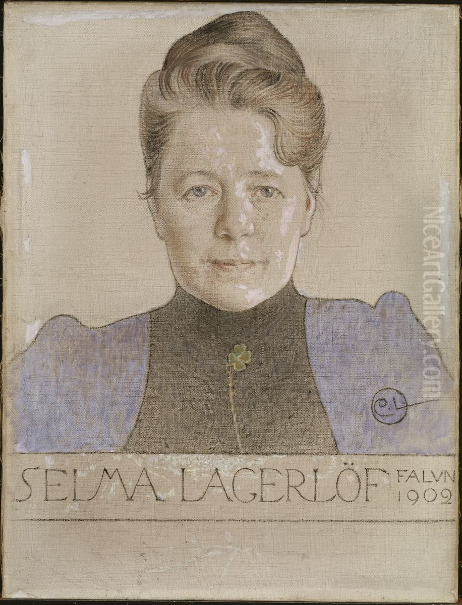 Selma Lagerlof Oil Painting by Carl Larsson