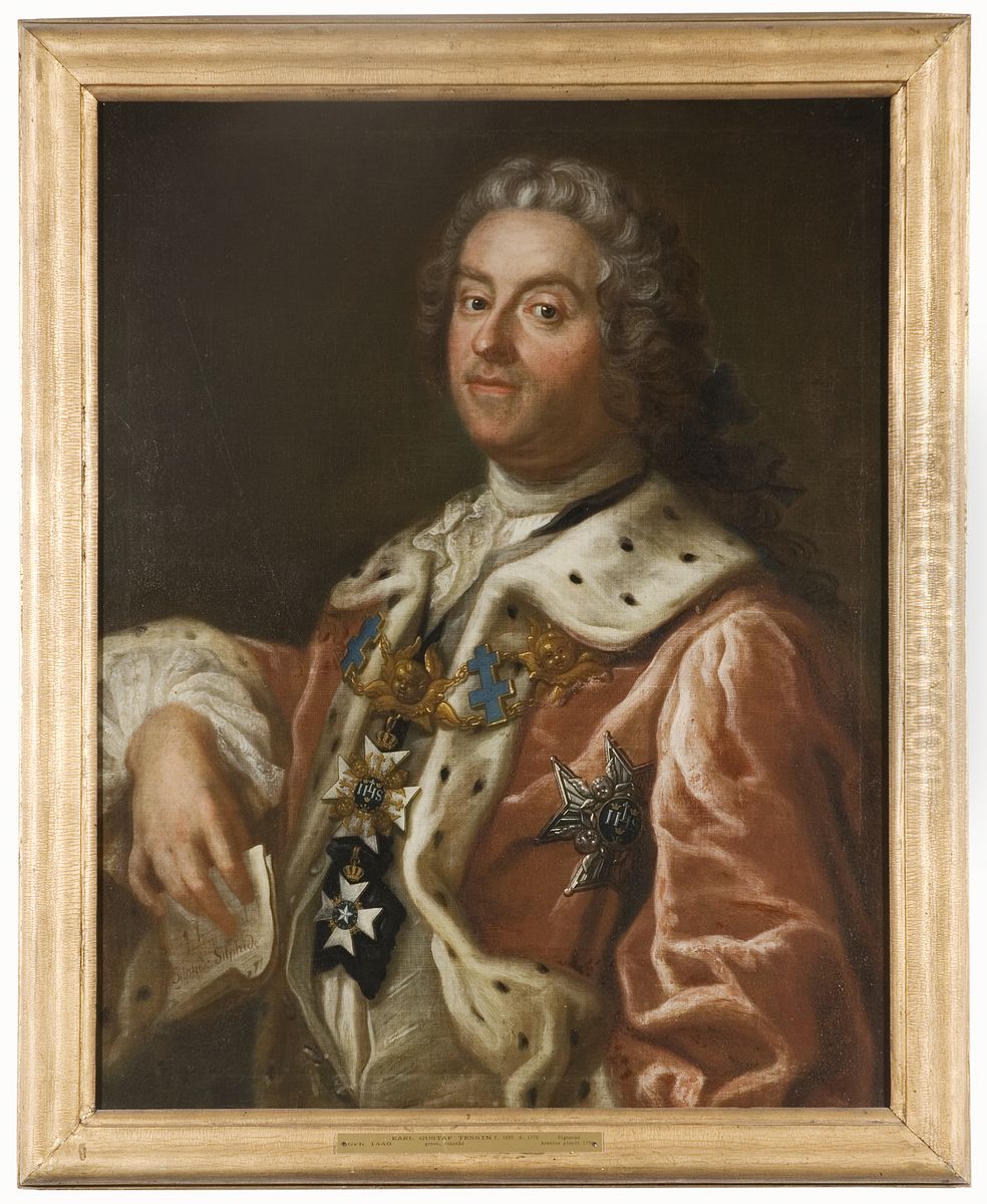 Carl Gustaf Tessin, 1695-1770 Oil Painting by Olof Arenius