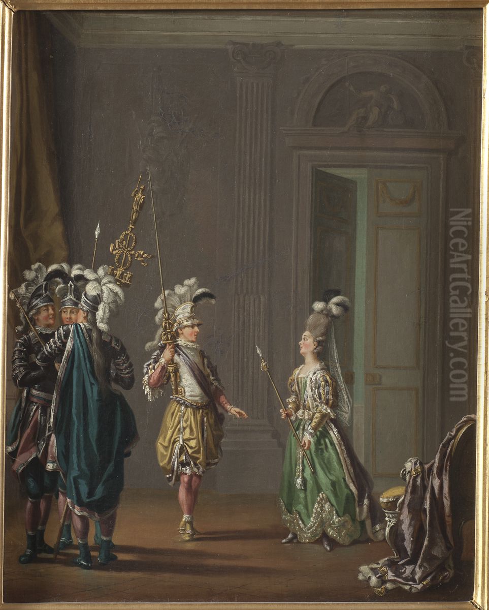 Gustav III, 1746-1792, kung av Sverige och Ulrika Eleonora von Fersen, 1749-1810 Oil Painting by Pehr Hillestrom