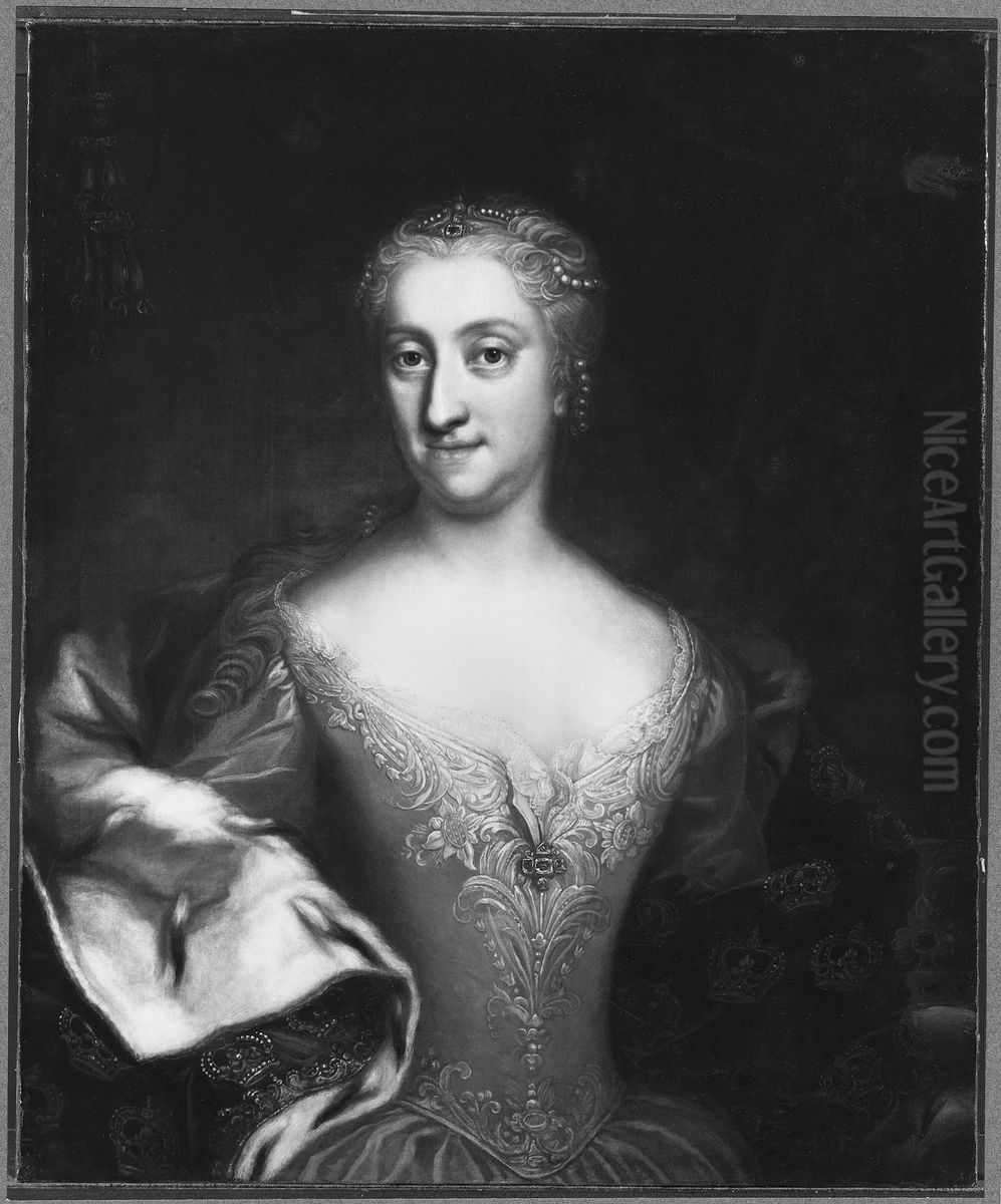 Ulrika Eleonora d.y., 1688-1741, drottning av Sverige, gift med kung Fredrik I Oil Painting by Georg Engelhard Schroder