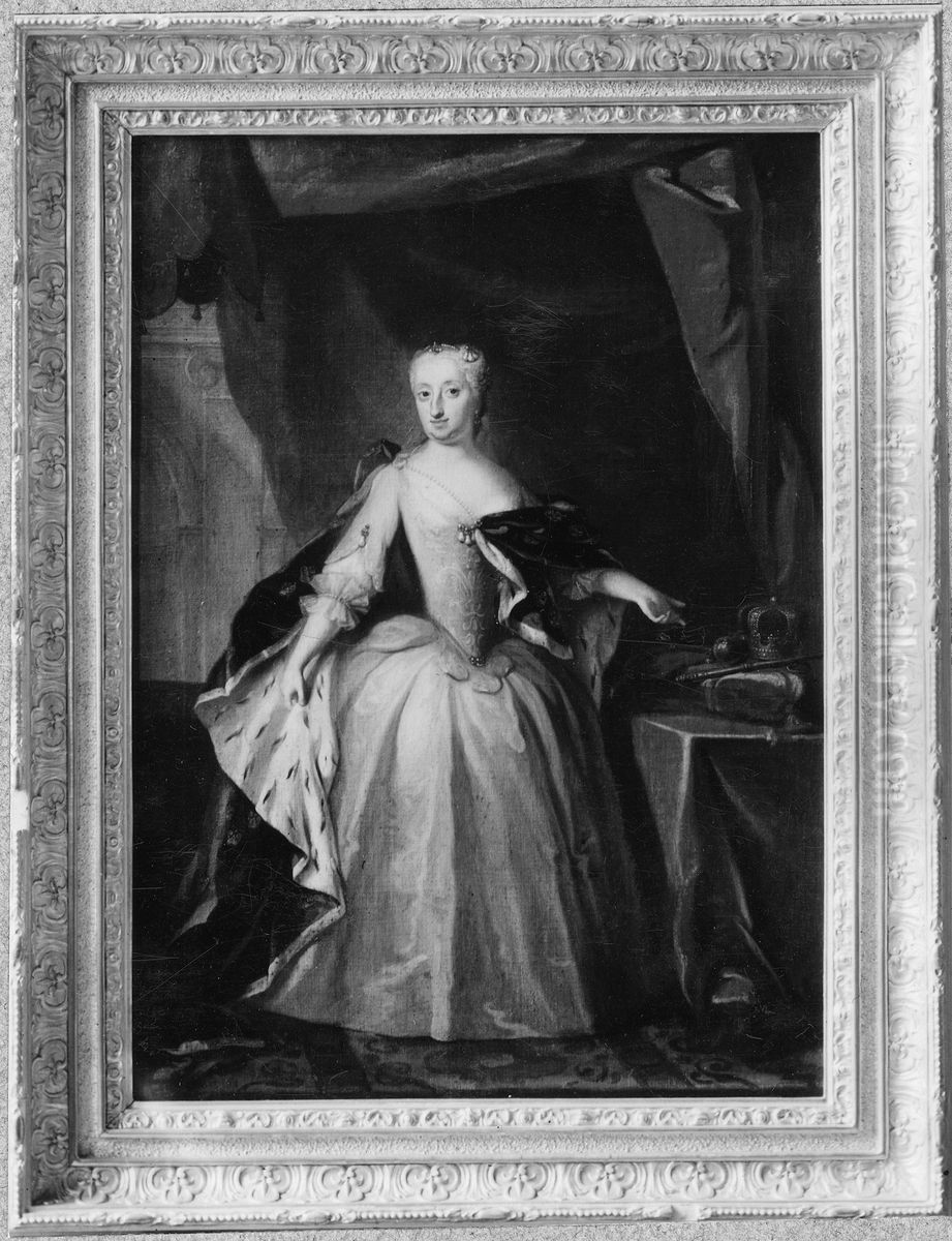 Ulrika Eleonora d.y., 1688-1741, drottning av Sverige, gift med kung Fredrik I Oil Painting by Georg Engelhard Schroder