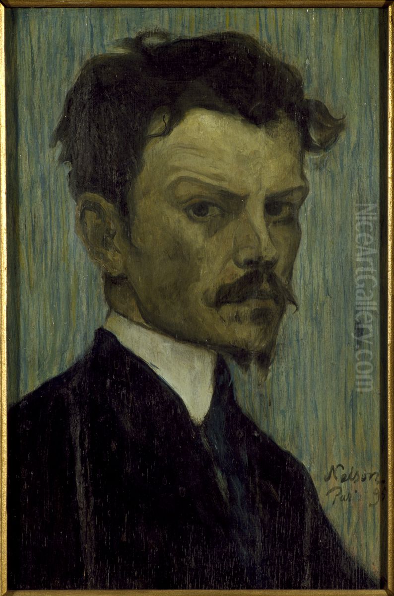 Sjalvportratt Oil Painting by Olof Sager-Nelson