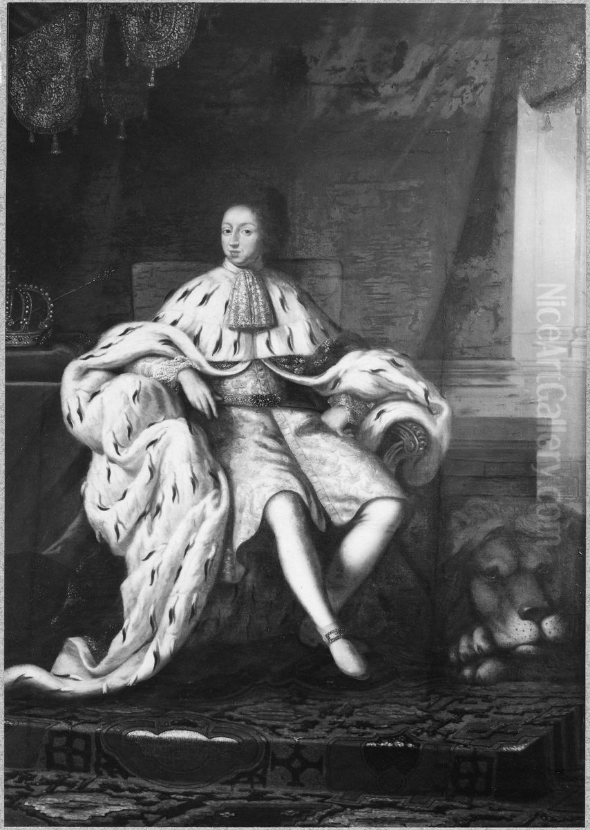 Karl XI Gustav (1655-1697), kung av Sverige, pfalzgreve av Zweibrucken, g.m. Ulrika Eleonora d.a., prinsessa av Danmark Oil Painting by David Klocker Ehrenstrahl
