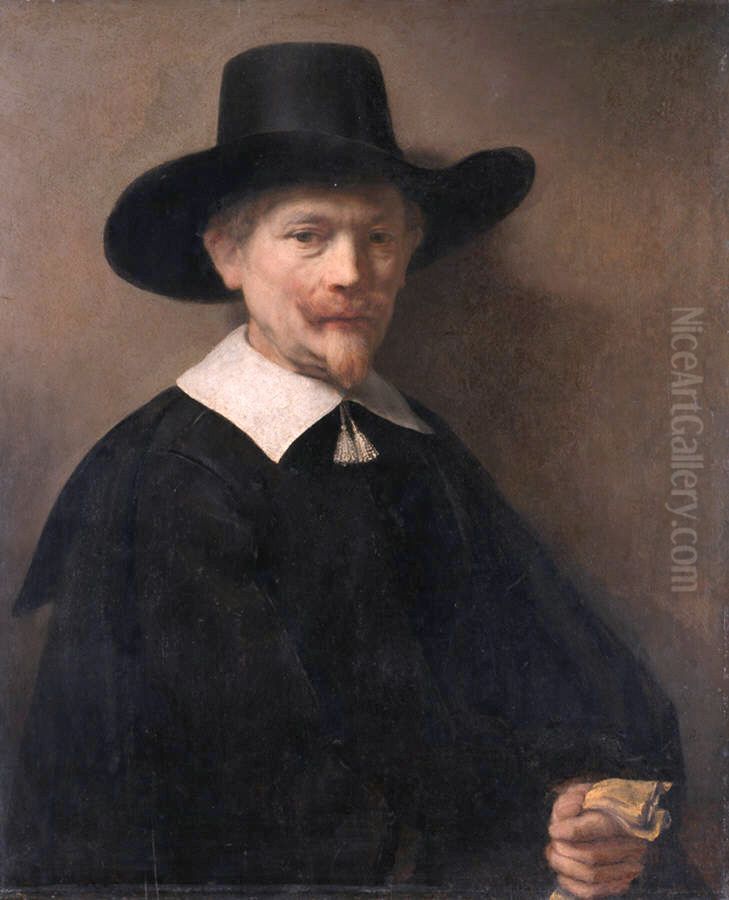 Portrait of a Man Holding Gloves Oil Painting by Rembrandt