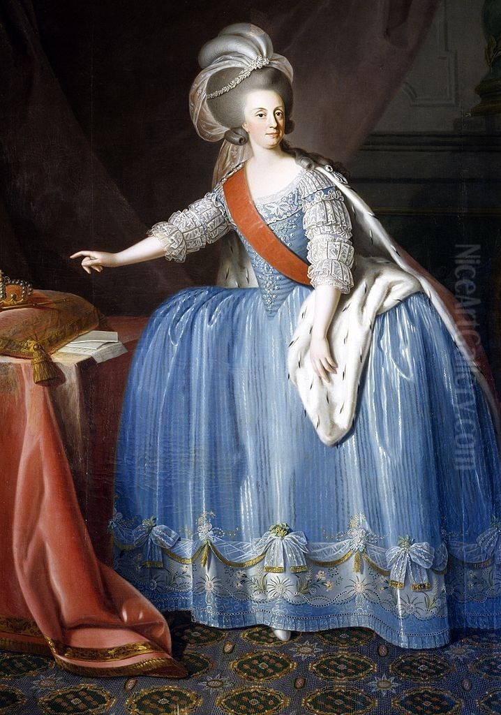 Maria I, Fransiska Isabella (1734-1816), drottning av Portugal, g.m. Peter III av Portugal Oil Painting by Giuseppe Troni