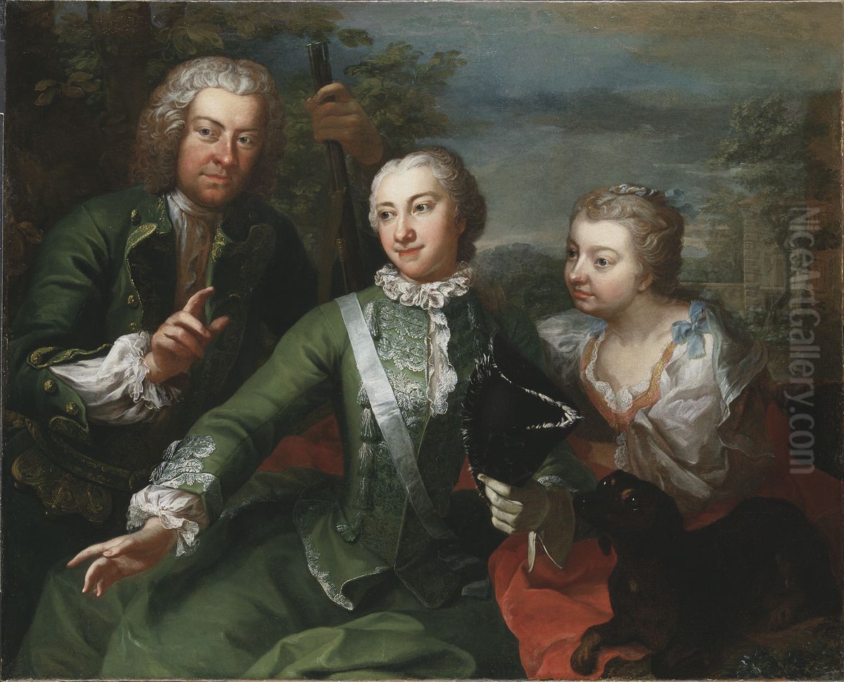 Carl Gustaf Tessin, Ulla Sparre af Sundby samt Brita Stina Sparre Oil Painting by Martin Van Meytens