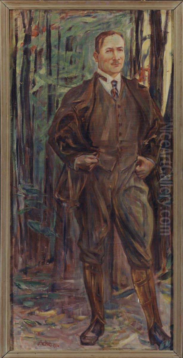 Erik Axel Karlfeldt, 1864-1931 Oil Painting by J.A.G. Acke