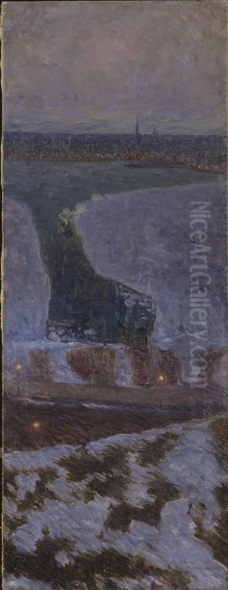 Riddarfjarden. A Stockholm Study Oil Painting by Eugene Jansson