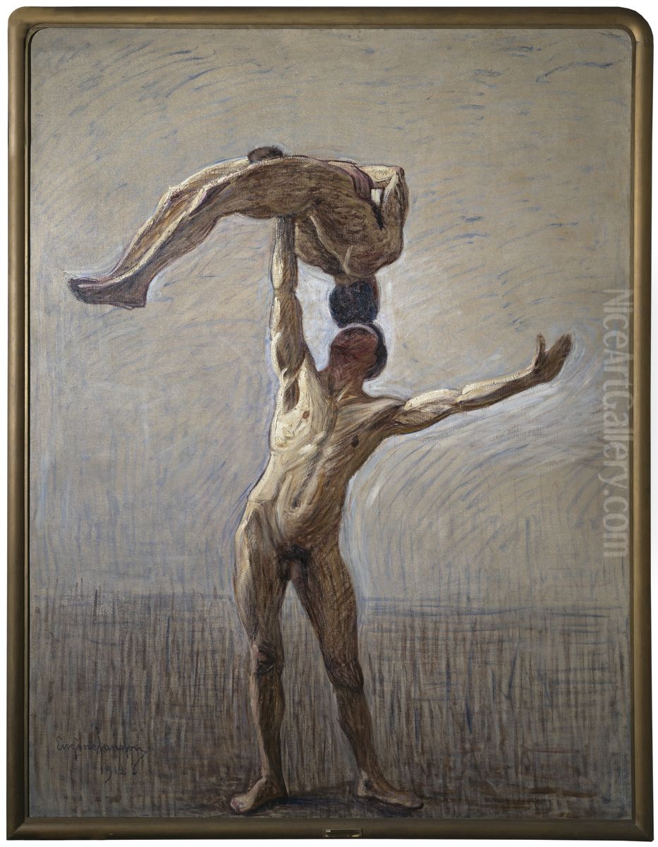 Athletes Oil Painting by Eugene Jansson