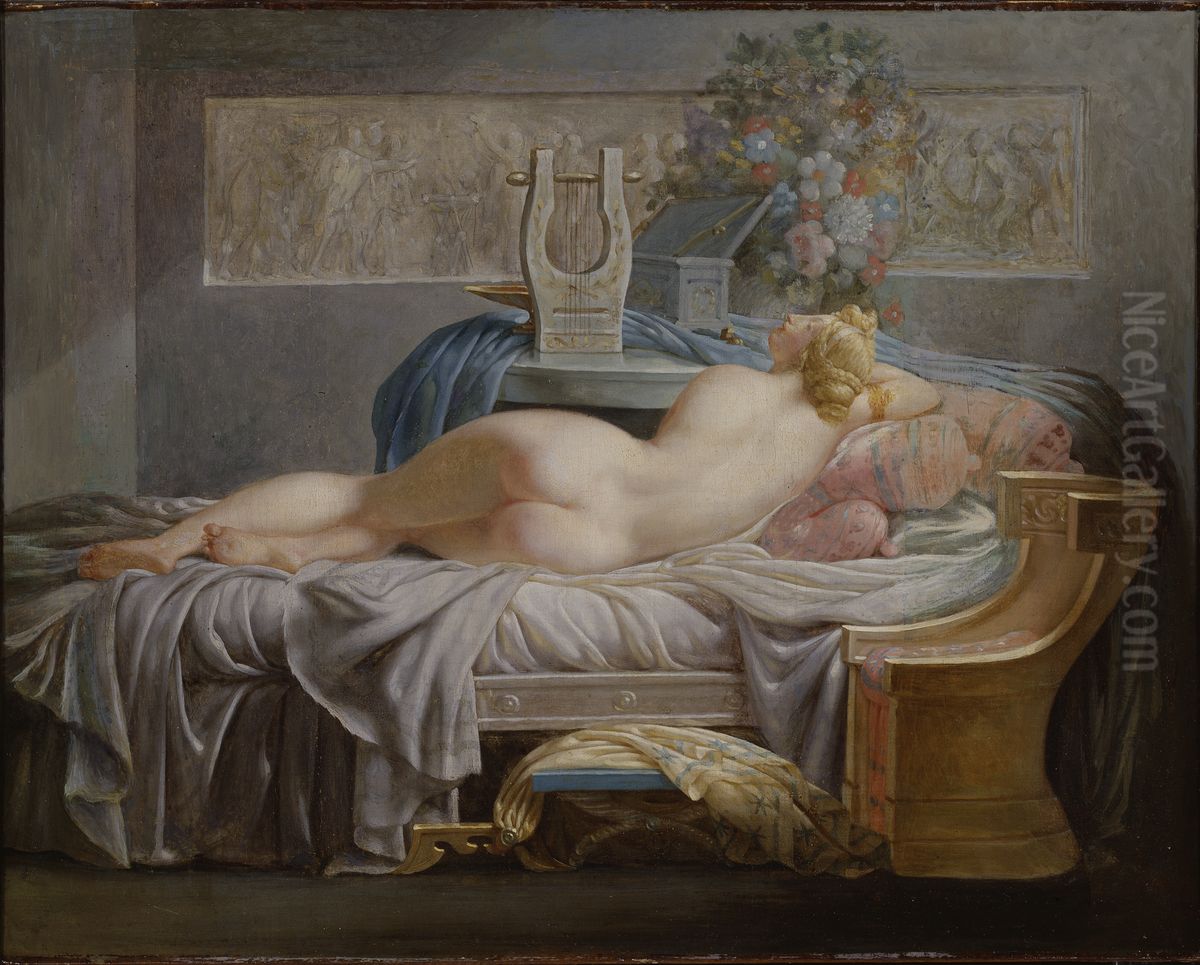 Sapho Oil Painting by Jean-Baptiste Regnault