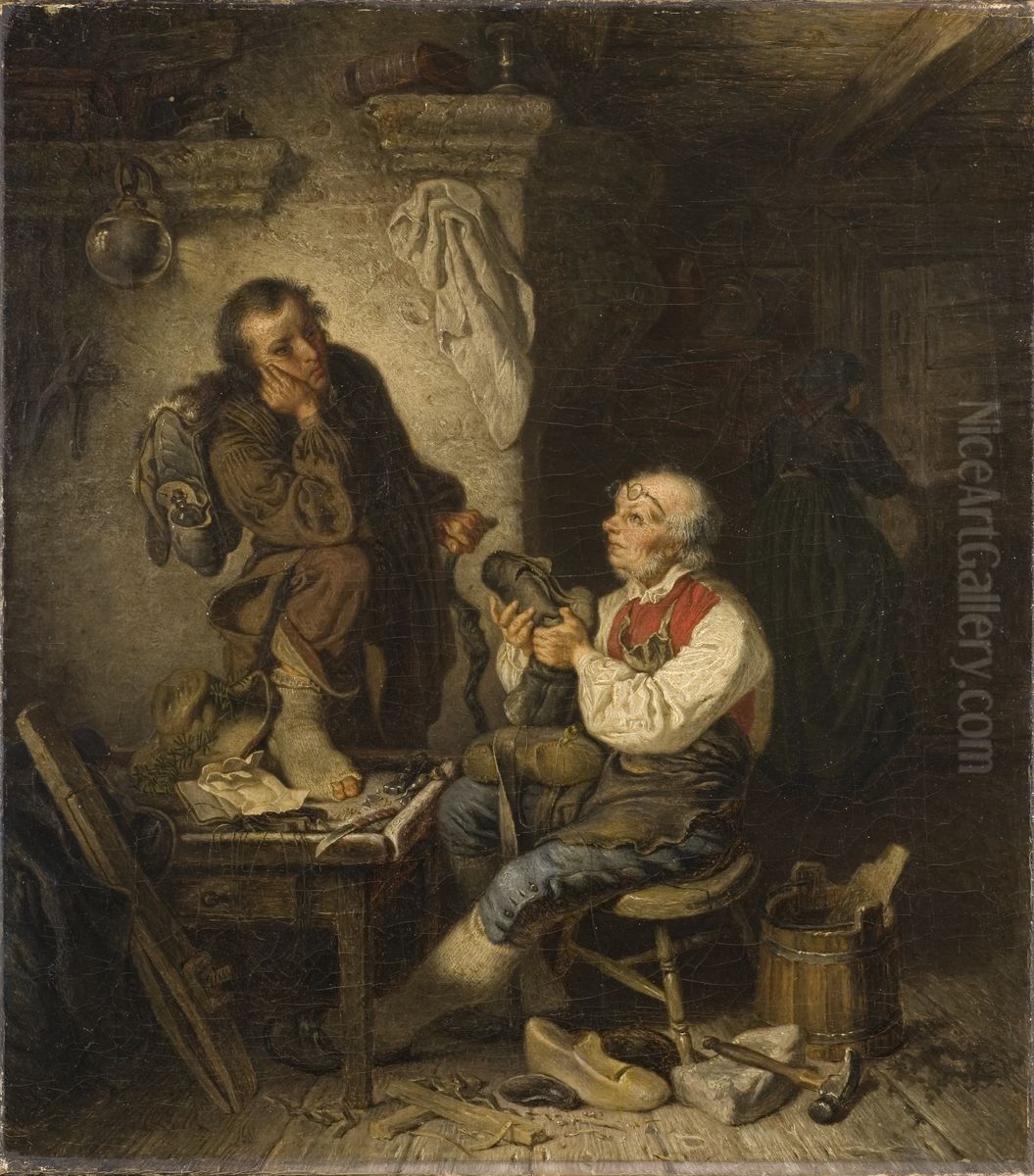 A Travelling Journeyman Oil Painting by Kilian Christoffer Zoll