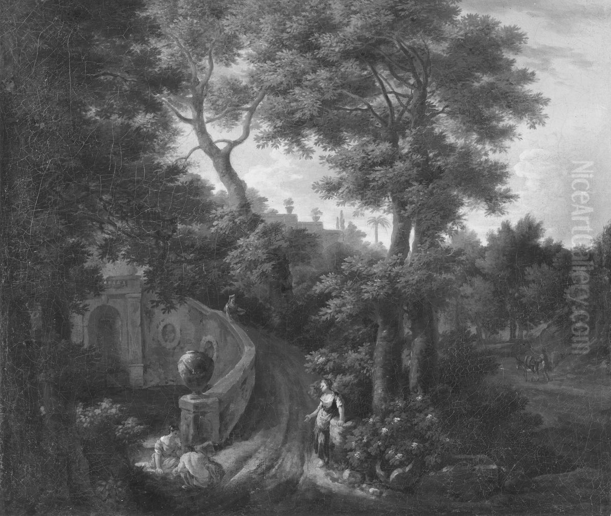 Italian Park Oil Painting by Jan Frans van Bloemen