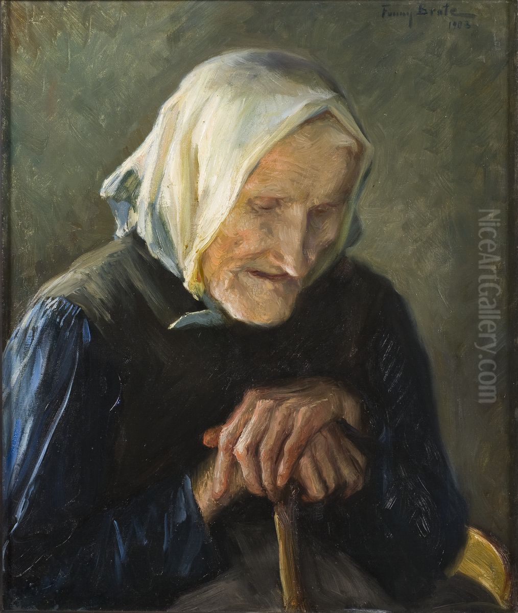 The Old Blind Woman Oil Painting by Fanny Brate