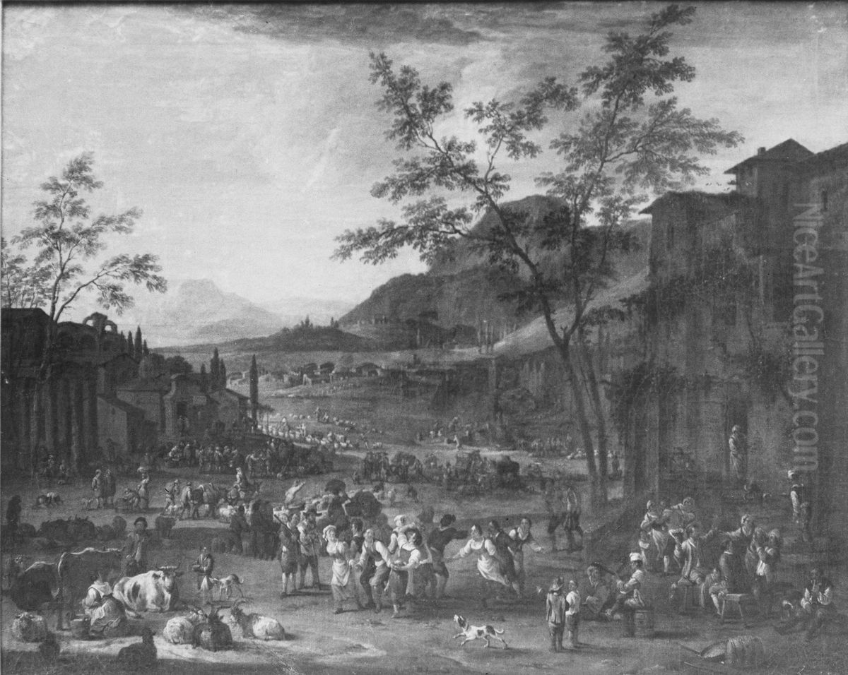 Italiensk marknad Oil Painting by Peeter van Bredael