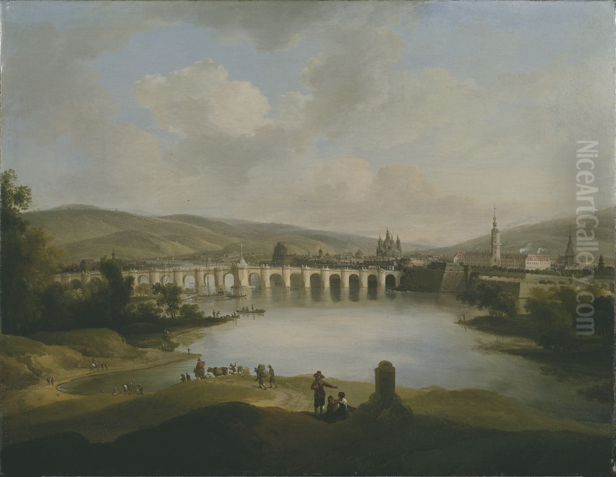 View of a Town Oil Painting by Christian Wilhelm Ernst Dietrich