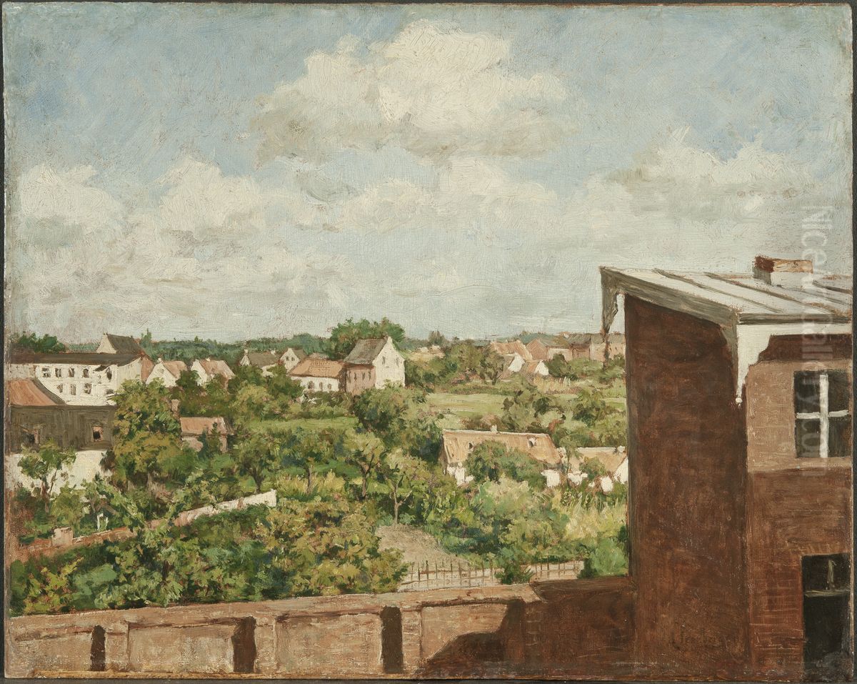 Utsikt fran Dusseldorf Oil Painting by August Jernberg