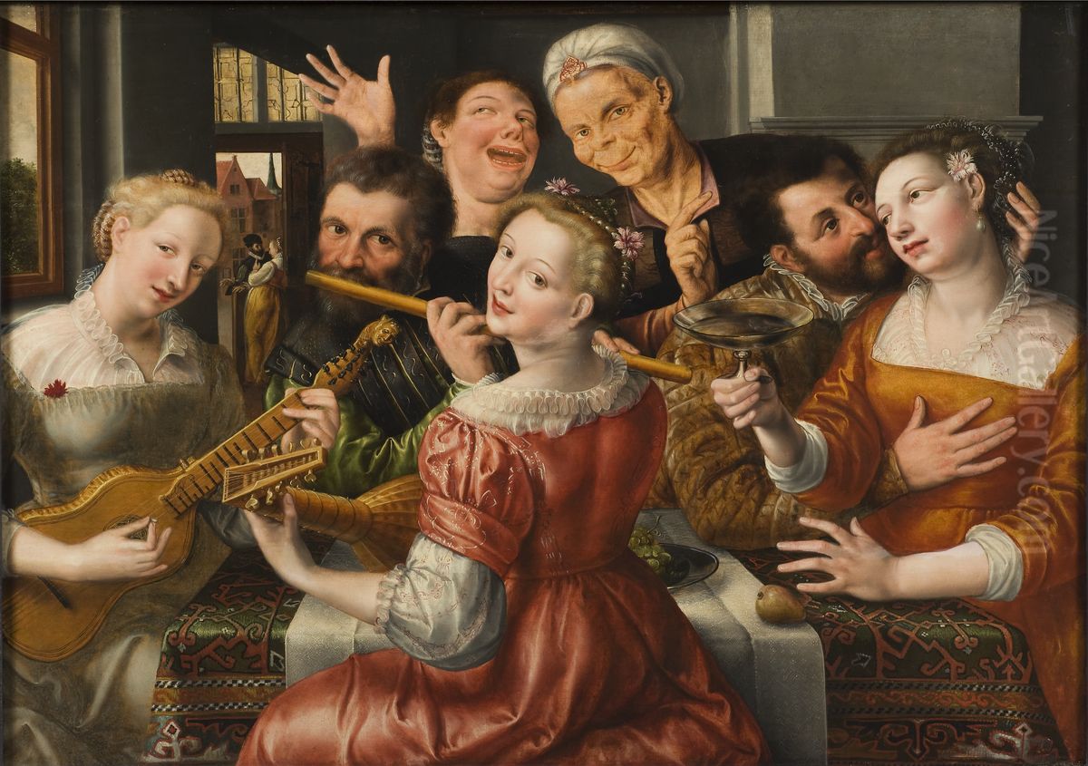 A Merry Company Oil Painting by Jan Matsys