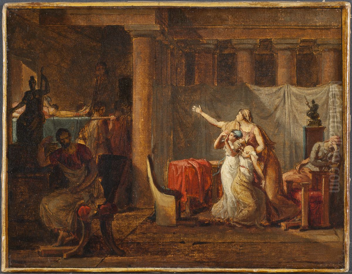 The Lictors Returning to Brutus the Bodies of his Sons. Study Oil Painting by Jacques-Louis David
