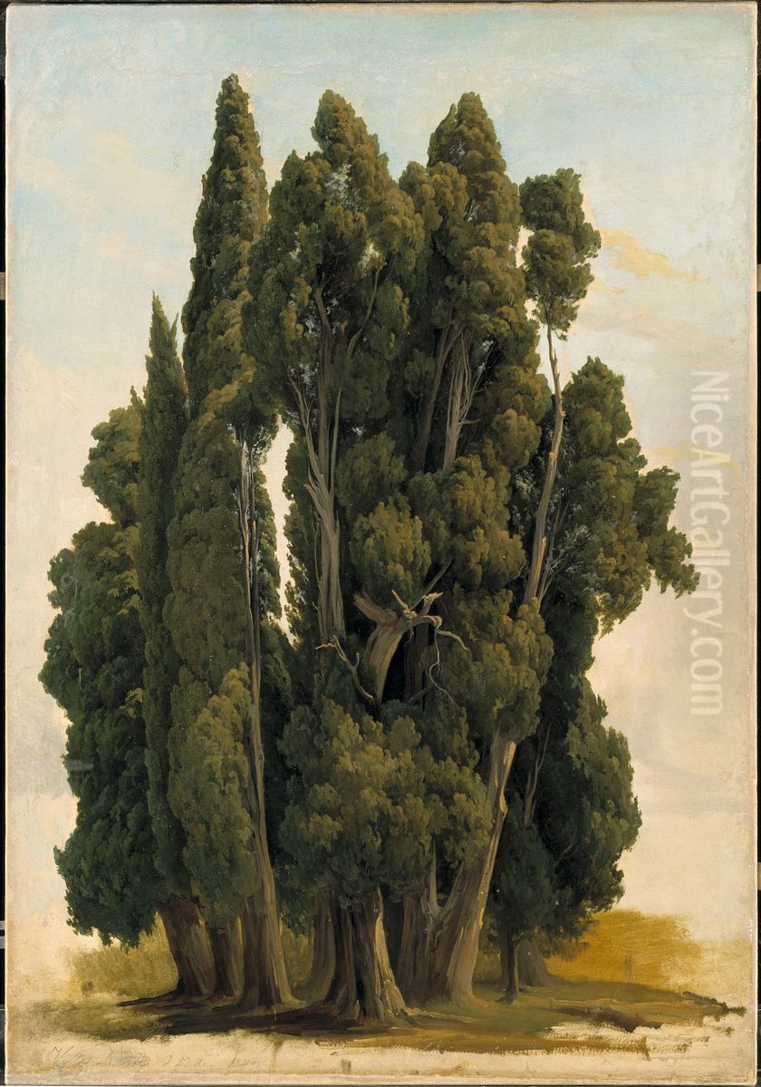 Cypresses. Study Oil Painting by Gustaf Wilhelm Palm