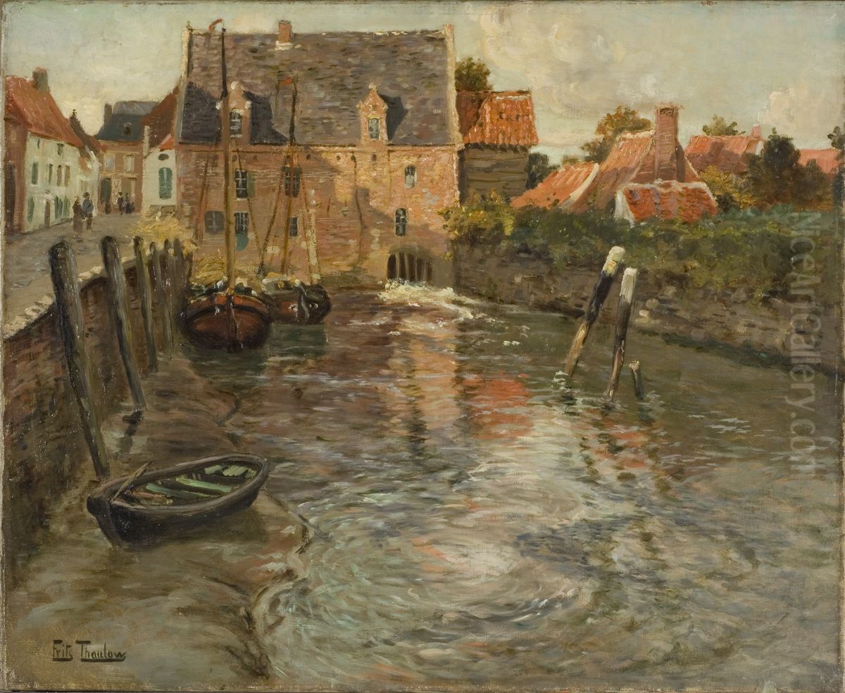Low Water Oil Painting by Frits Thaulow