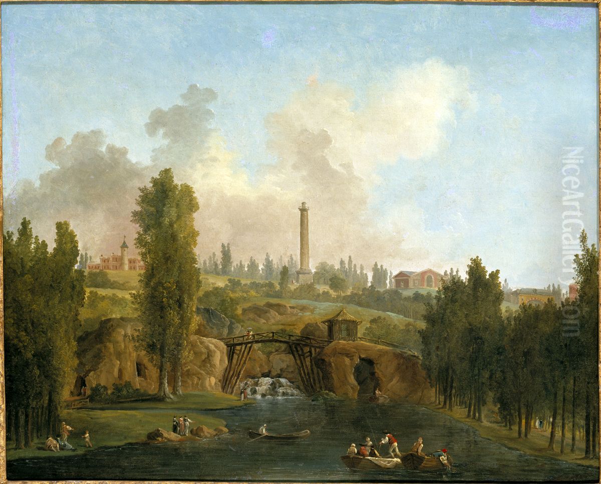 View of the Park of Mereville Oil Painting by Hubert Robert