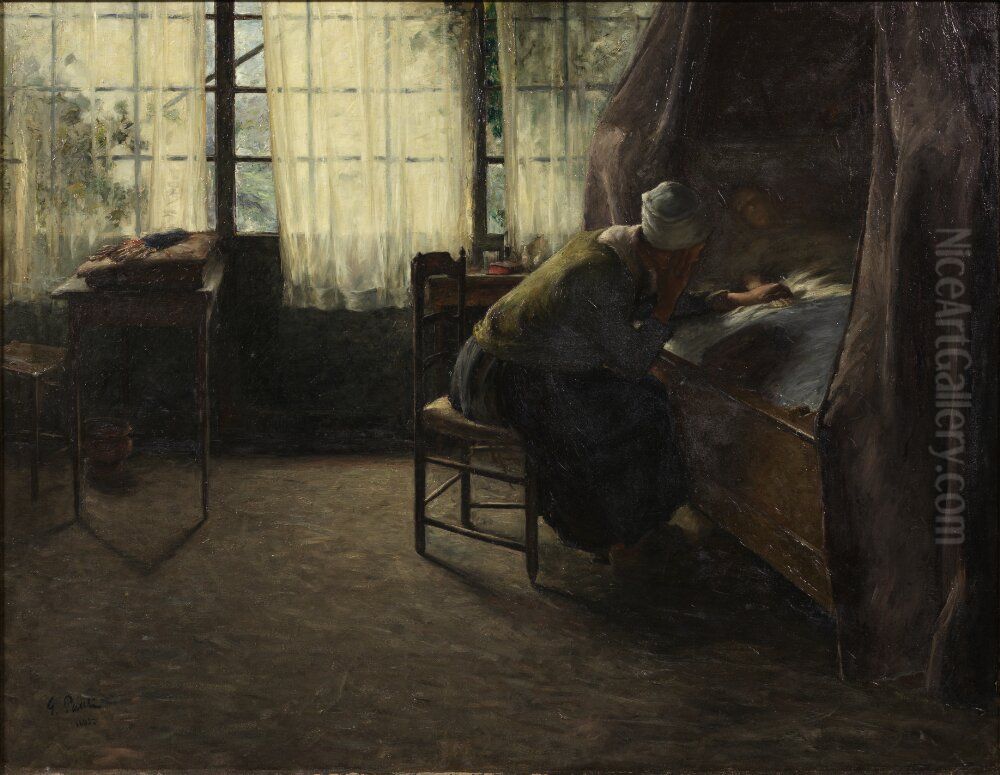 At the Bedside Oil Painting by Georg Pauli