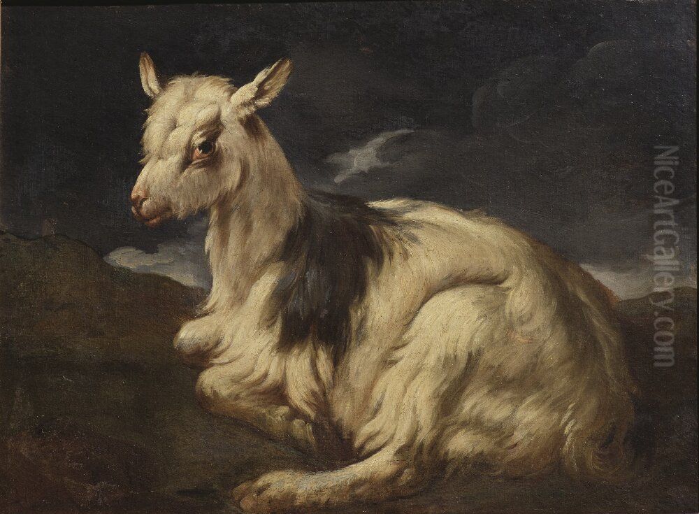 A Goat Resting Oil Painting by Philipp Peter Roos