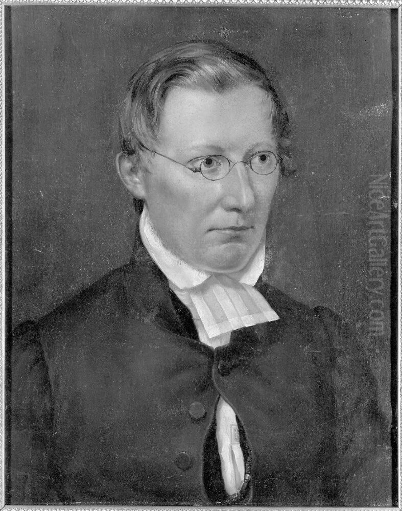 Gustaf Henrik Mellin, Priest and Author Oil Painting by Carl Peter Mazer