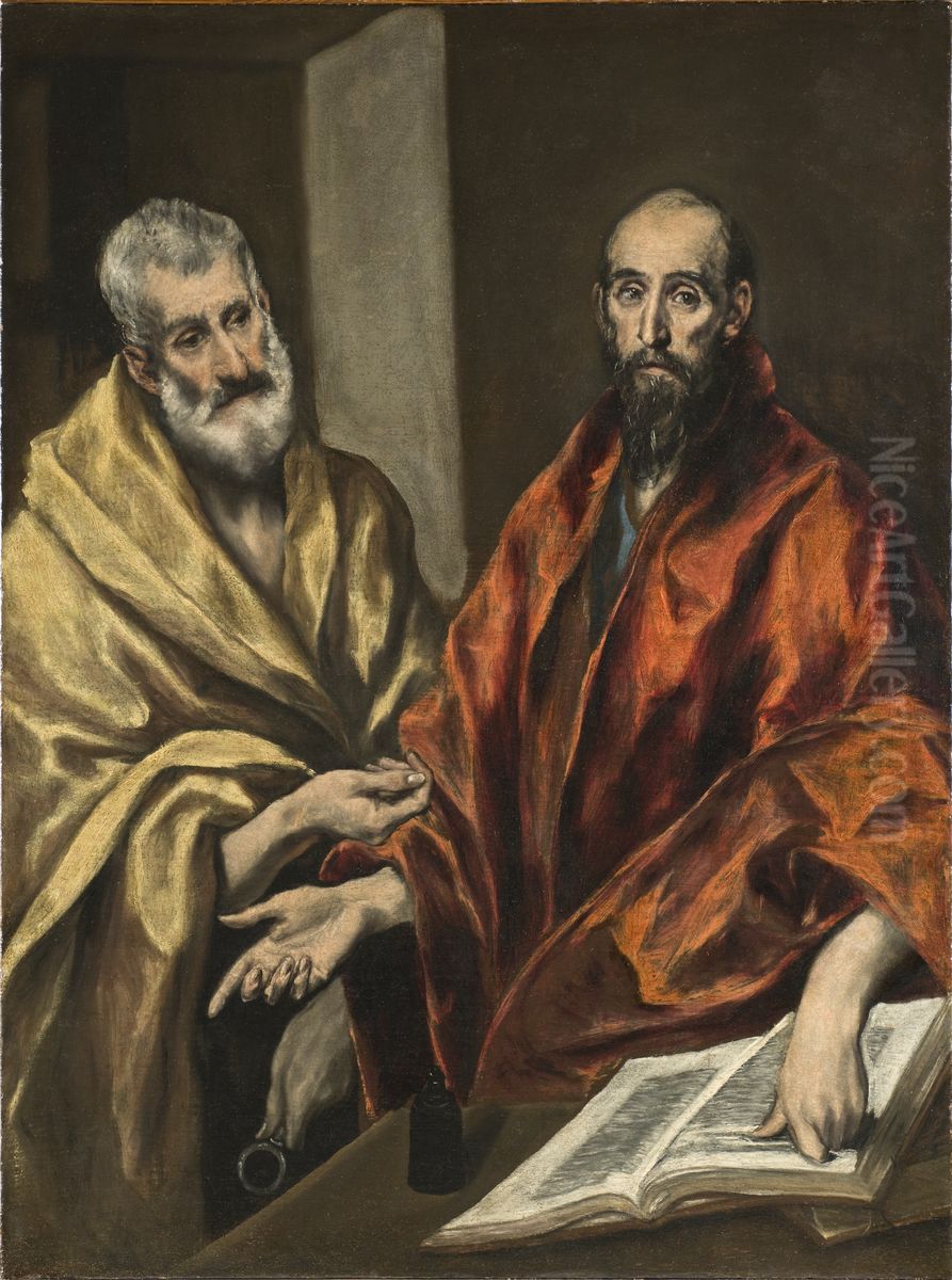 Apostlarna Petrus och Paulus Oil Painting by El Greco