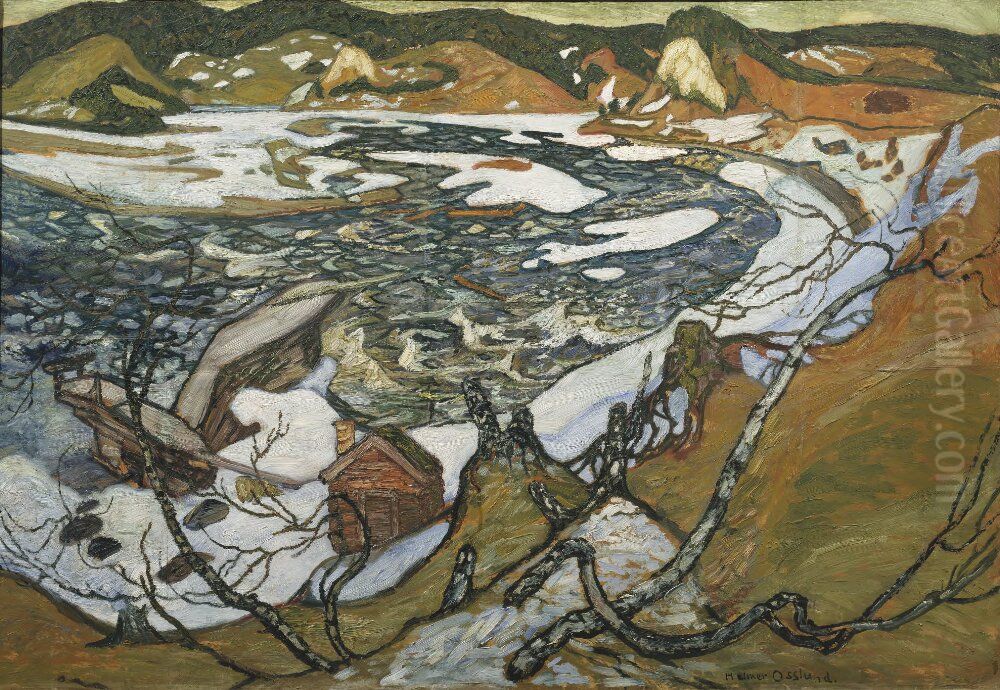 Islossning, Faxalven Oil Painting by Helmer Osslund