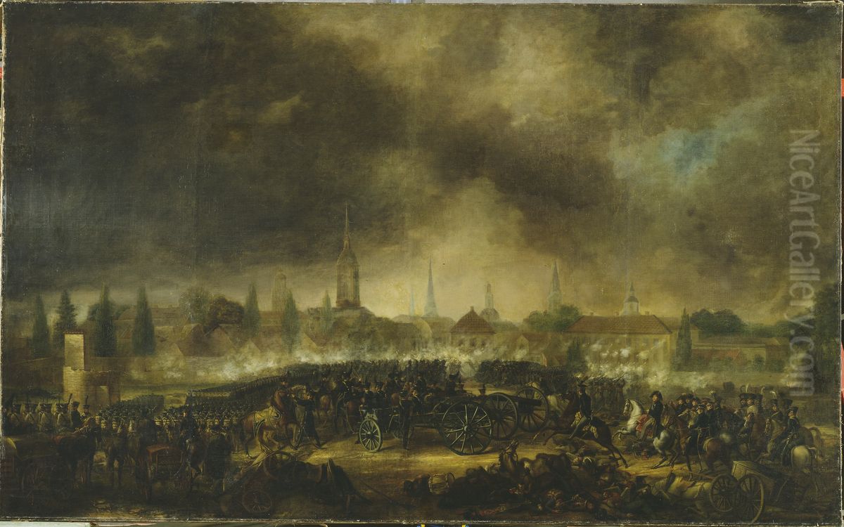 Stormningen av Leipzig Oil Painting by Per Krafft the Younger