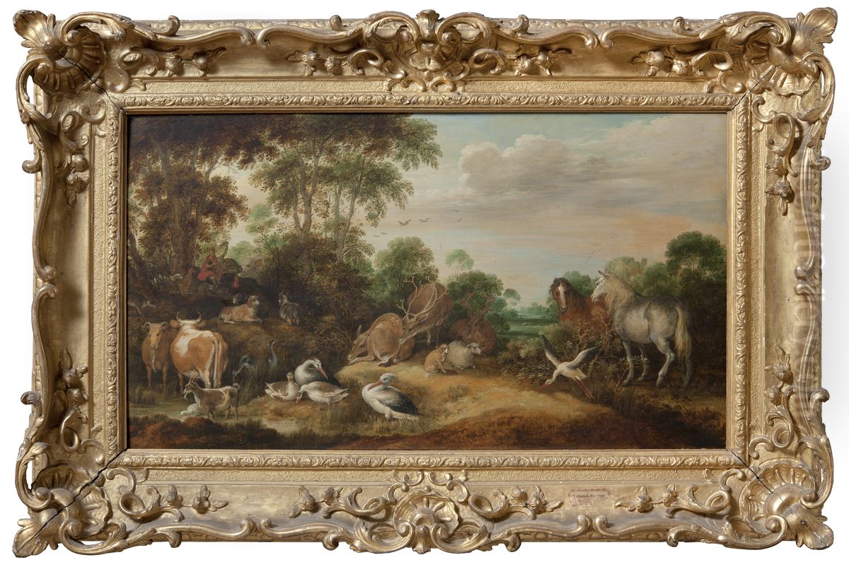 Orfeus tjusar djuren Oil Painting by Gillis d'Hondecoeter