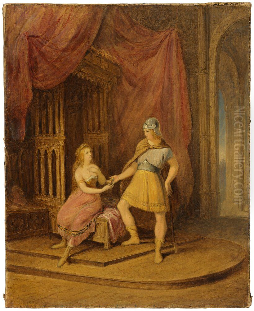 Heimdal och Freja. Skiss Oil Painting by Nils Blommer