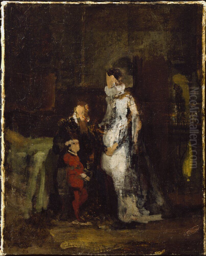 Erik XIV and Karin Mansdotter in Prison. Sketch Oil Painting by Edvard Perseus