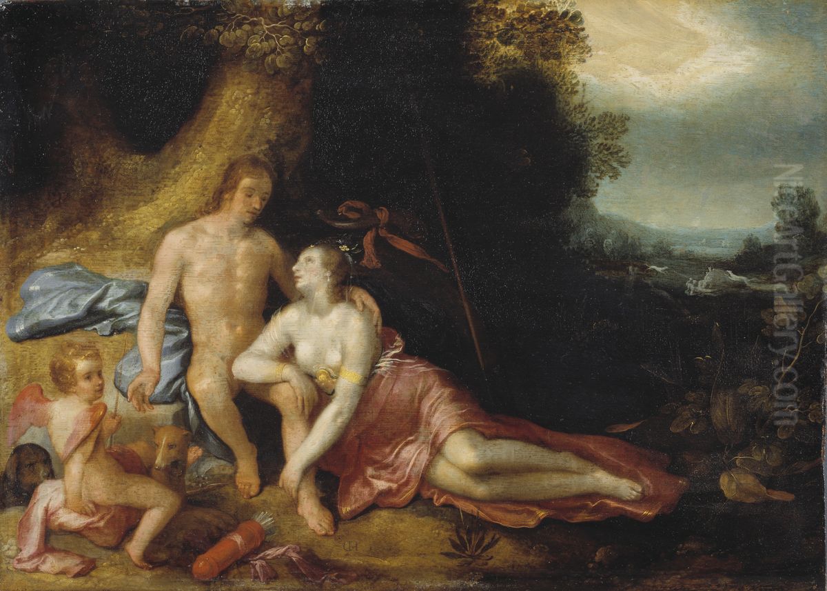 Venus and Adonis Oil Painting by Cornelis van Haarlem