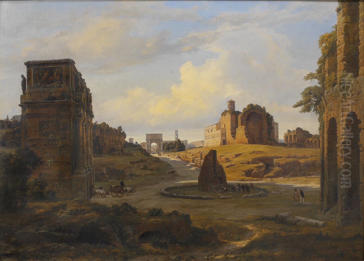 View towards Forum Romanum from the Colosseum Oil Painting by Thorald Laessoe