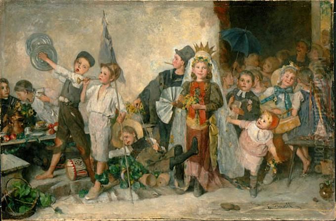 Children Playing at Weddings Oil Painting by Emma Ekwall