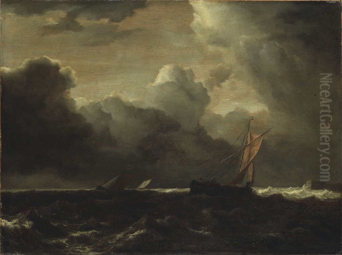 Ovadersmoln over havet Oil Painting by Jacob Van Ruisdael