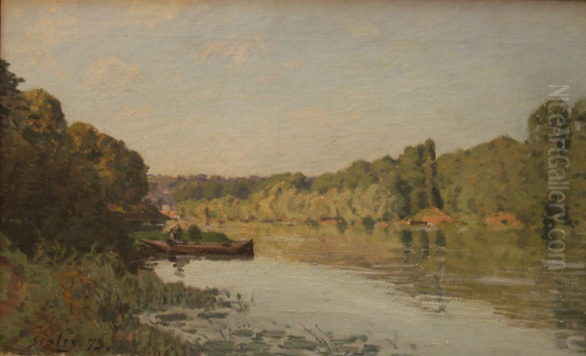 Landskap fran Bougival Oil Painting by Alfred Sisley