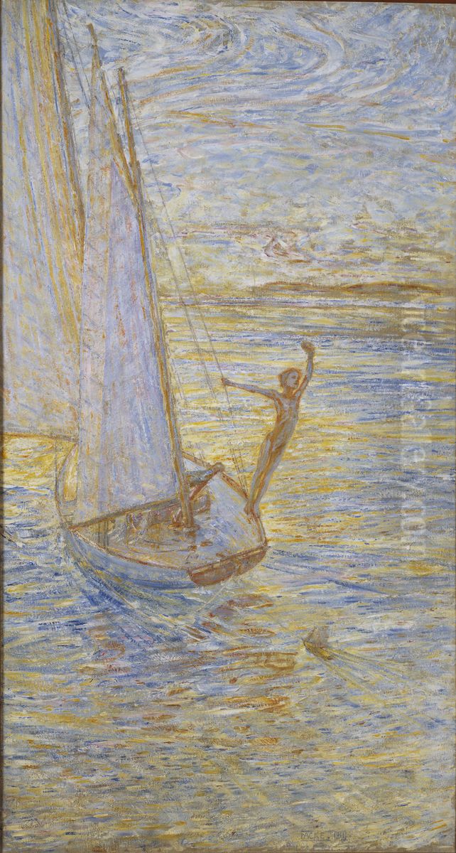 Morgonluft Oil Painting by J.A.G. Acke