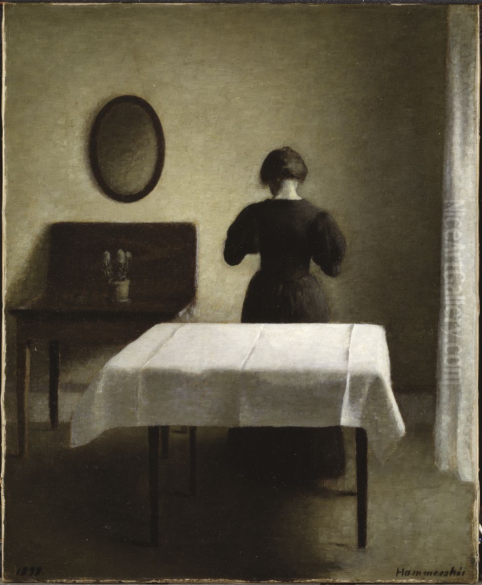Interior Oil Painting by Vilhelm Hammershoi