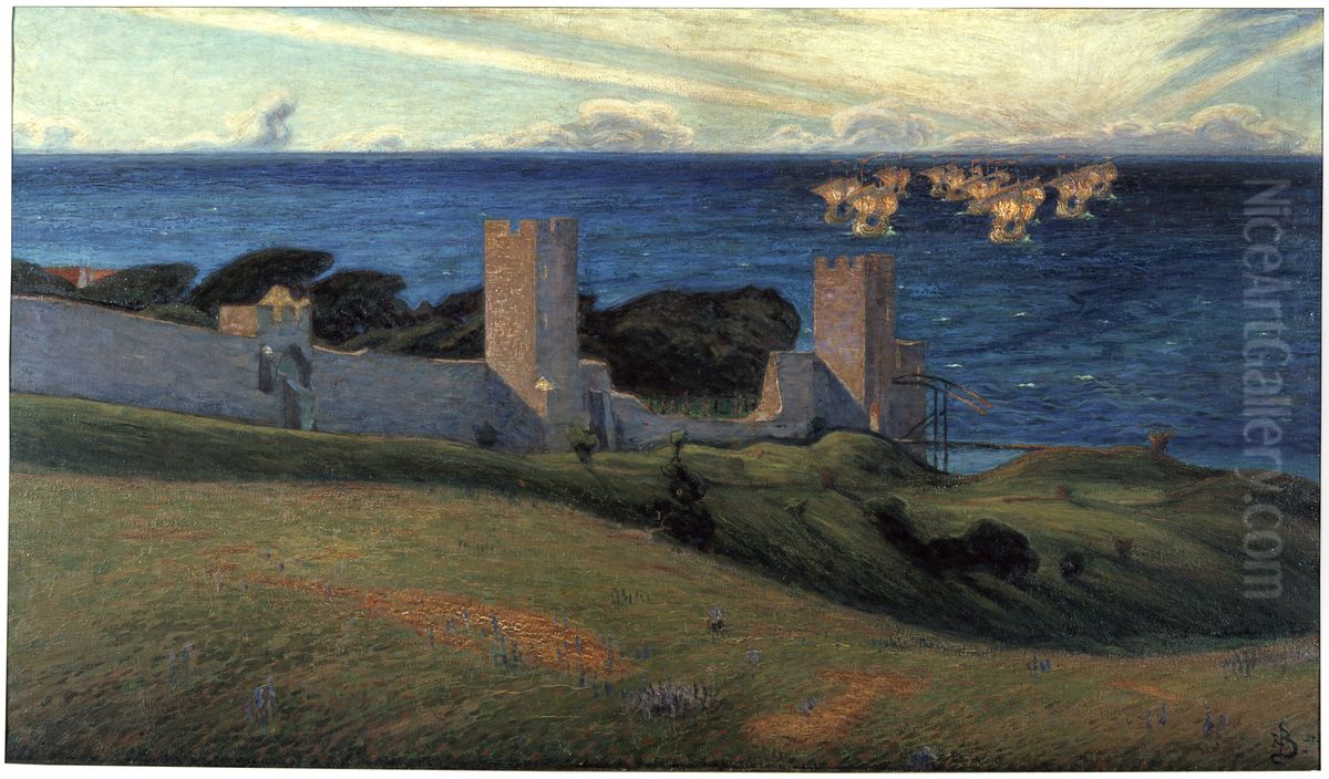 Vision. Scene from Visby Oil Painting by Richard Bergh